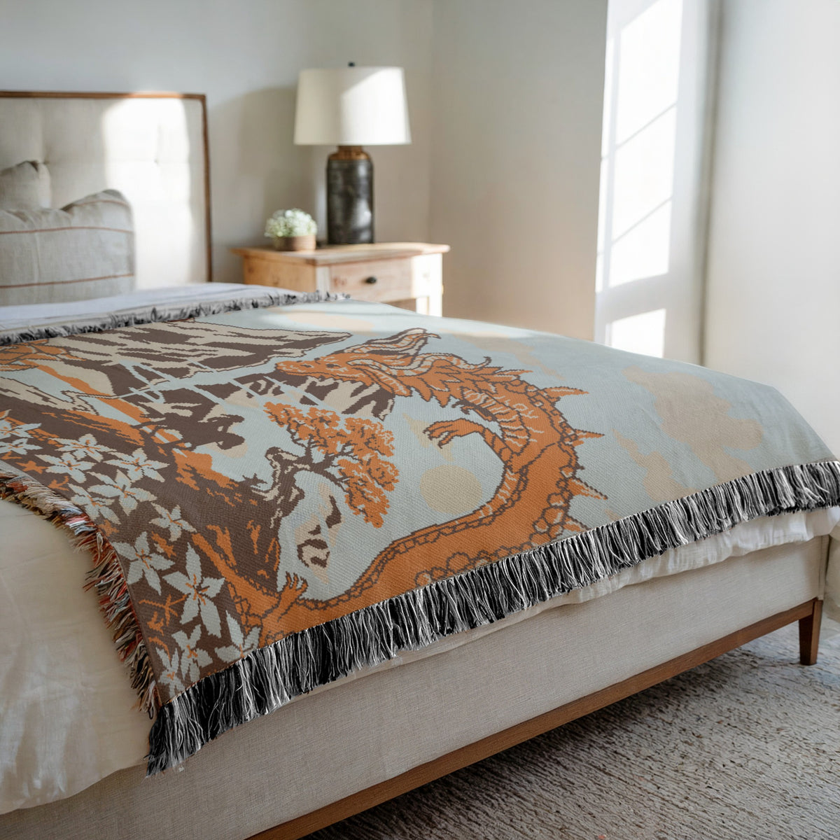 The Hero and the Dragon Woven Blanket