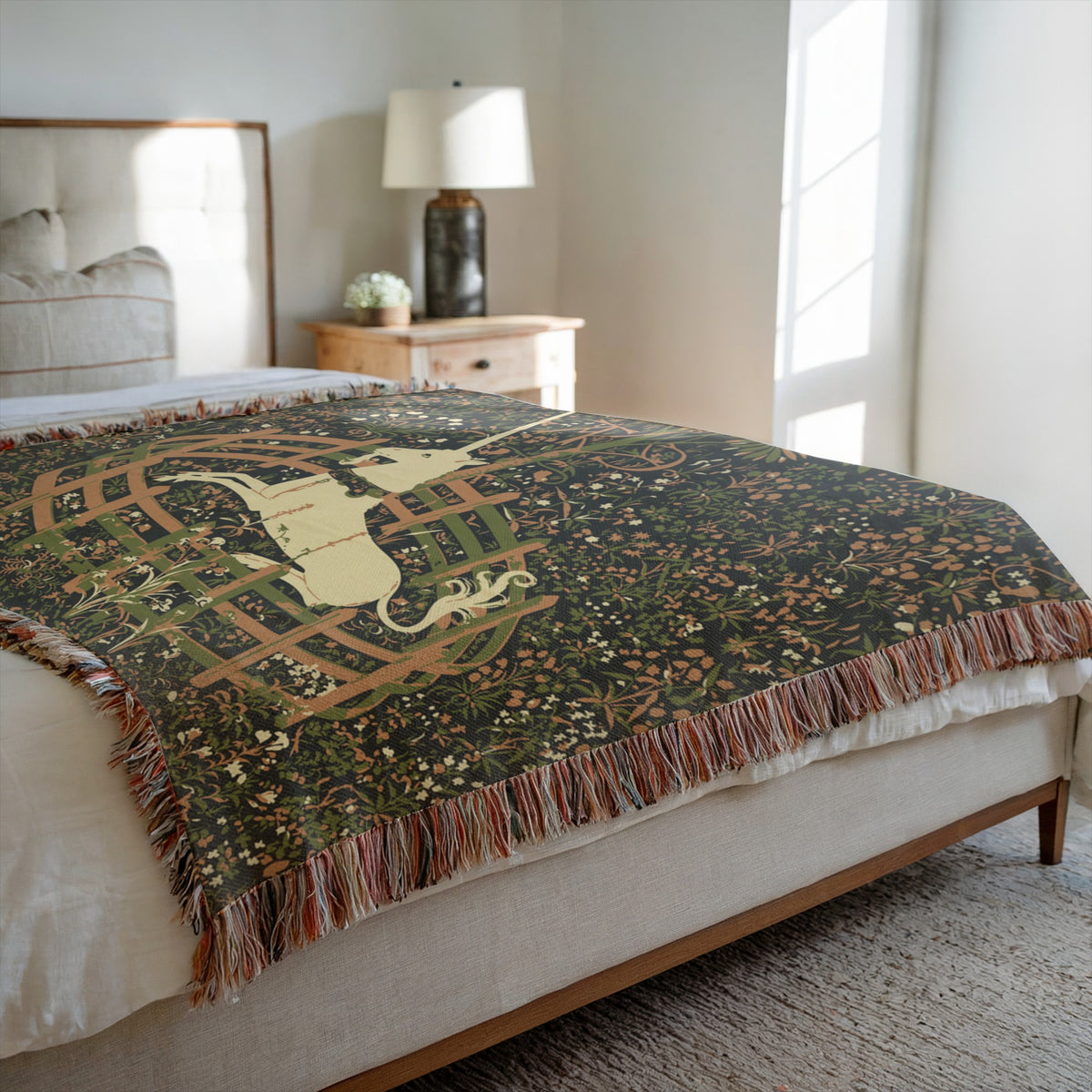 Unicorn in the Garden Tapestry Blanket