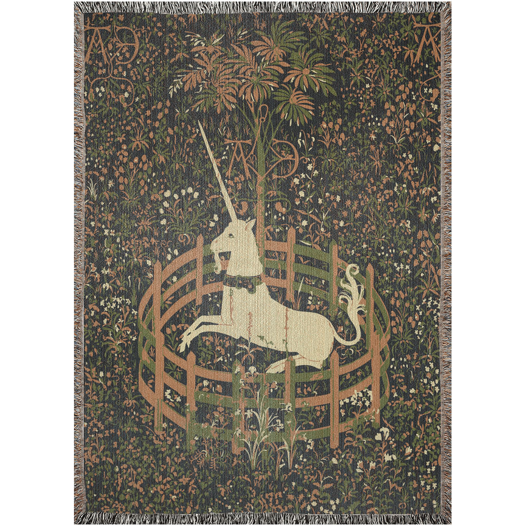 Unicorn in the Garden Tapestry Blanket
