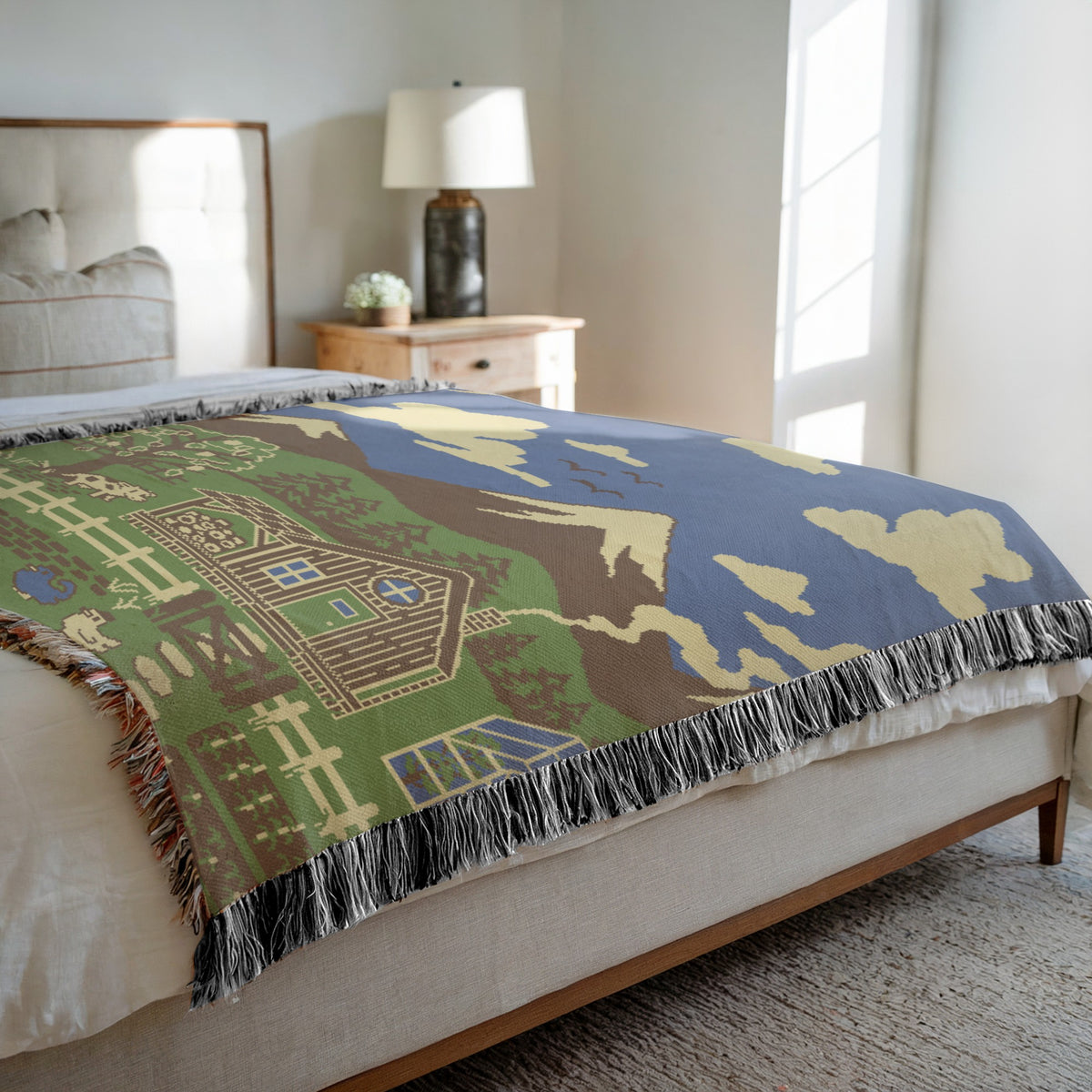 Life in the Valley Woven Tapestry Blanket
