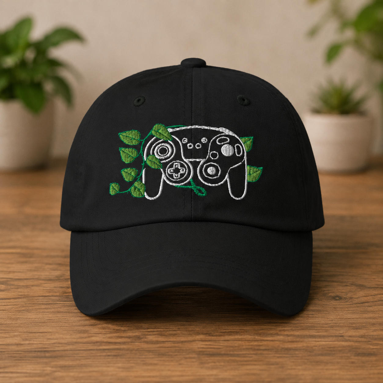 GC Embroidered Game Controller Leaf Dad Hat