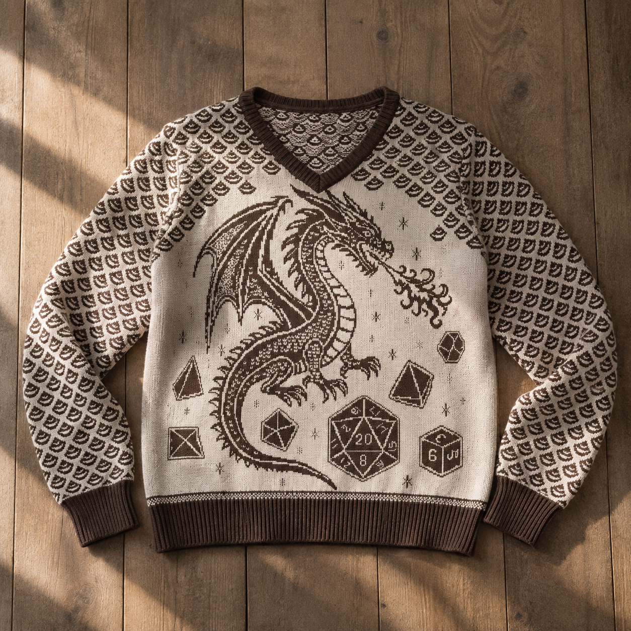 Dragon Scales and Dice V Neck Sweater