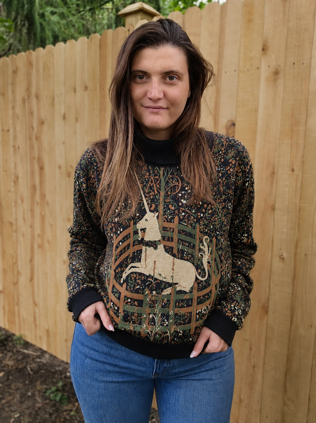 Unicorn Tapestry Turtleneck Sweater