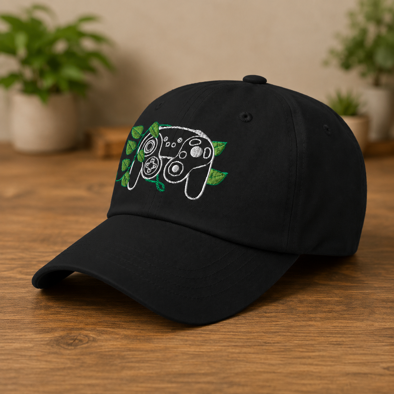 GC Embroidered Game Controller Leaf Dad Hat