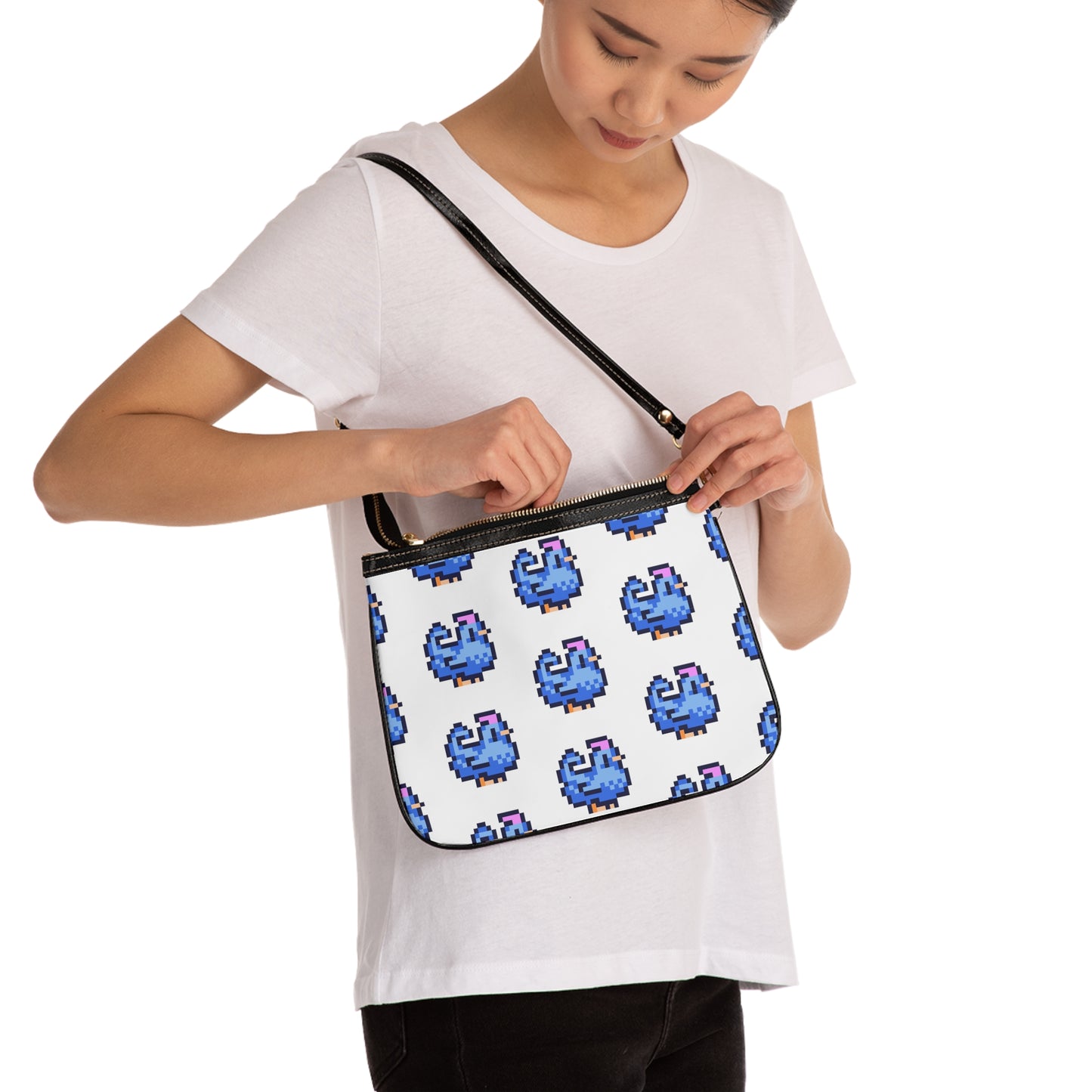 Blue Pixel Chicken Shoulder Bag | Stardew Valley Accessories | Stardew Valley Gift | Indie Games | Cozy Gaming | Gamer Girl Merch