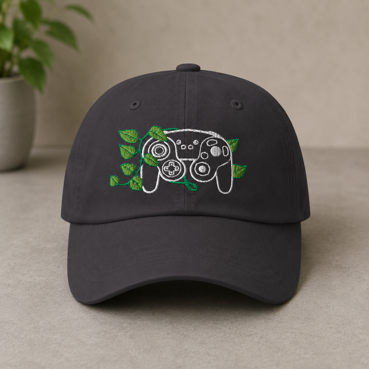GC Embroidered Game Controller Leaf Dad Hat