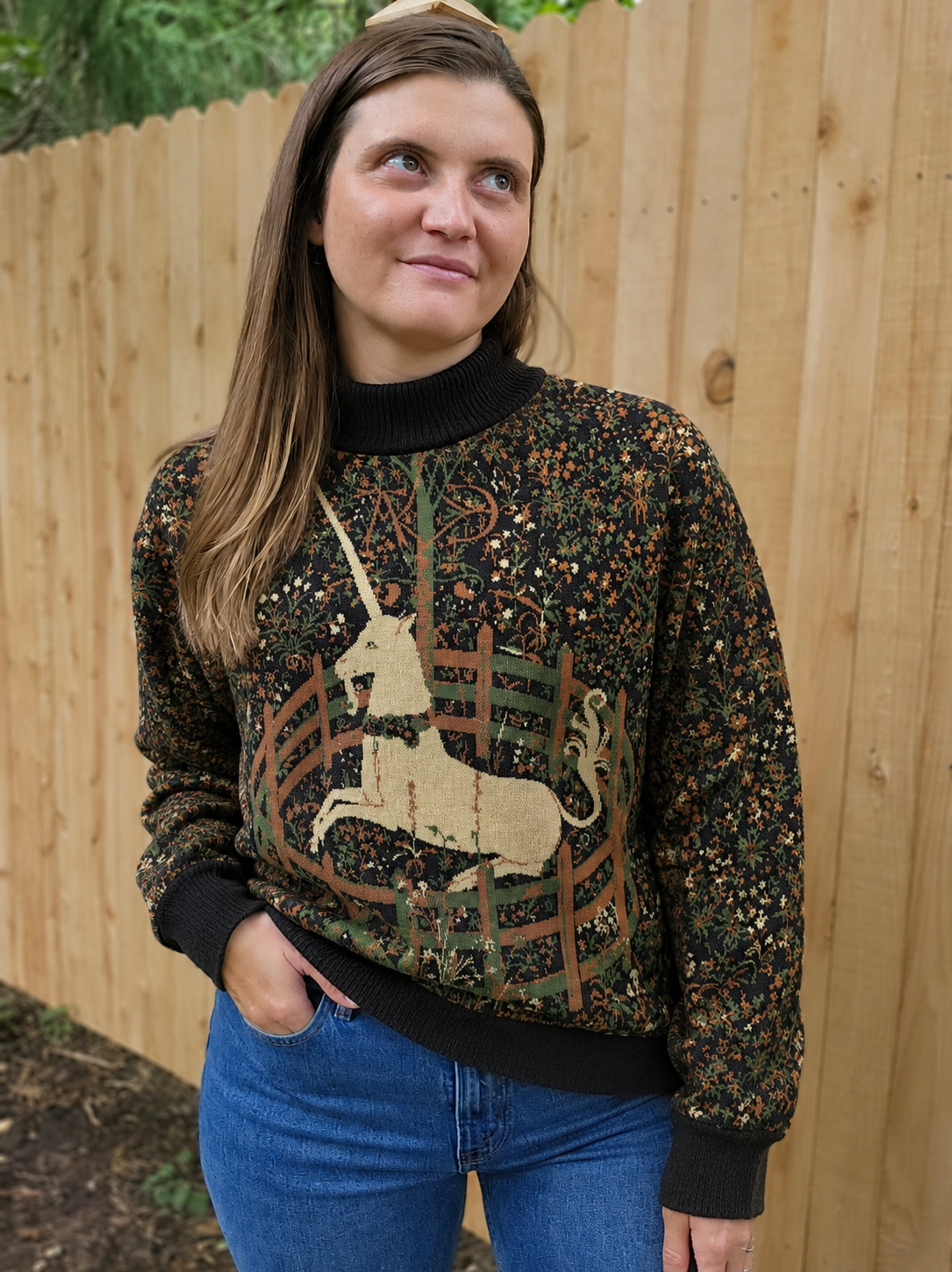 Unicorn Tapestry Turtleneck Sweater