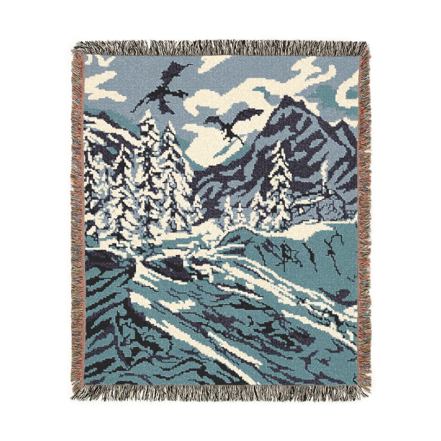 Winter Scene Dragon Woven Throw Blanket