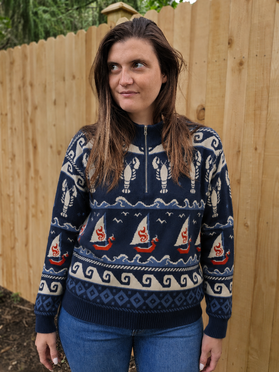 Wind and Wake Quarter Zip Sweater