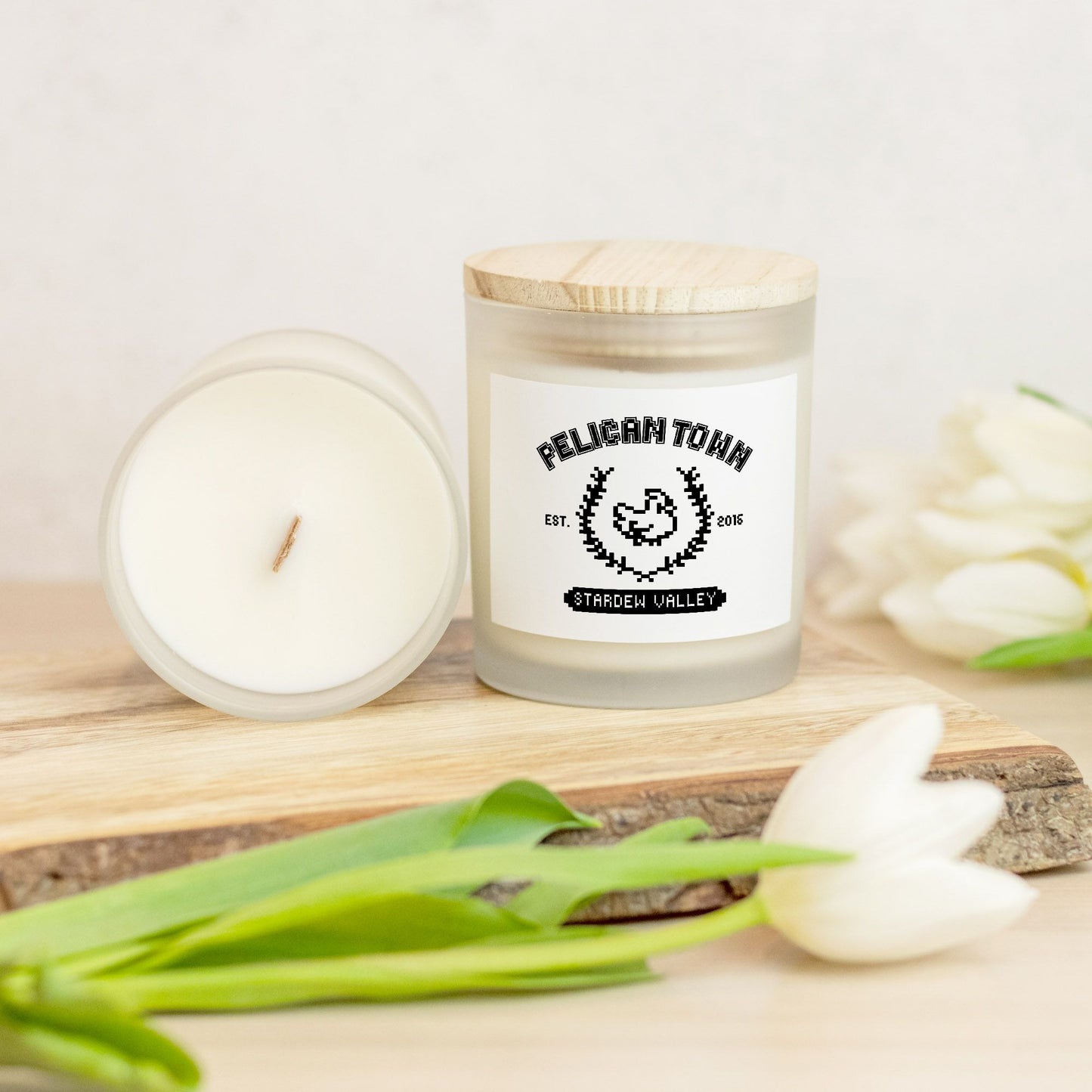 Pelican Town Candle Frosted Glass (Hand Poured 11 oz)