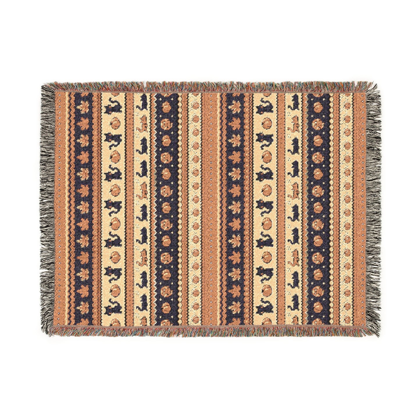 Stardew Fall Pixel Kitties Woven Throw Blanket