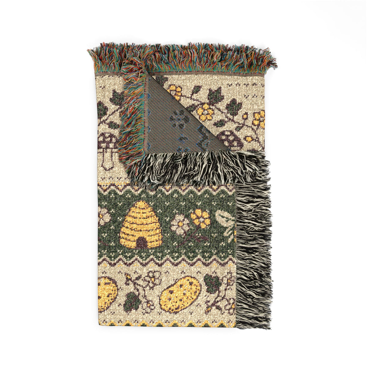 Ale and Potatoes Woven Throw | Fantasy Inspired Blanket| Nerdy Gifts | Fellowship Tapestry| Gift for Geek | Bees and Mushtrooms New Zealand