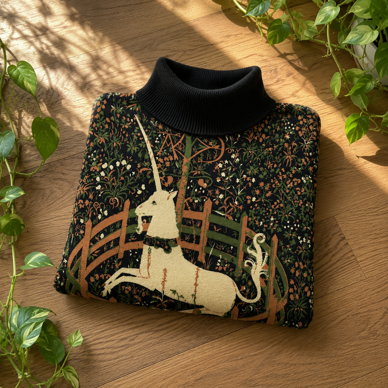 Unicorn Tapestry Turtleneck Sweater