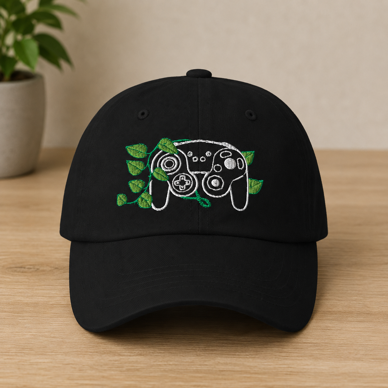 GC Embroidered Game Controller Leaf Dad Hat
