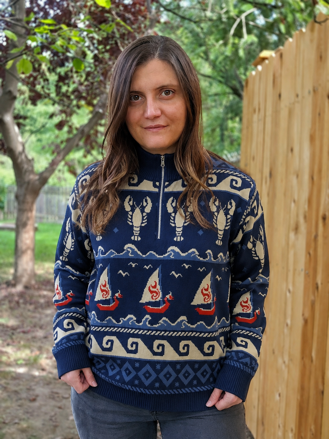 Wind and Wake Quarter Zip Sweater