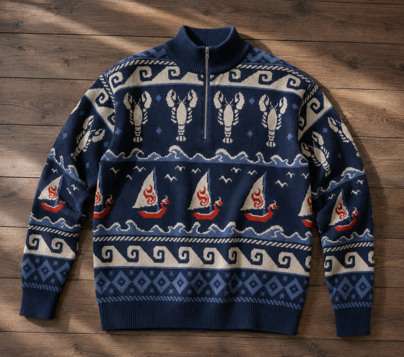 Wind and Wake Quarter Zip Sweater