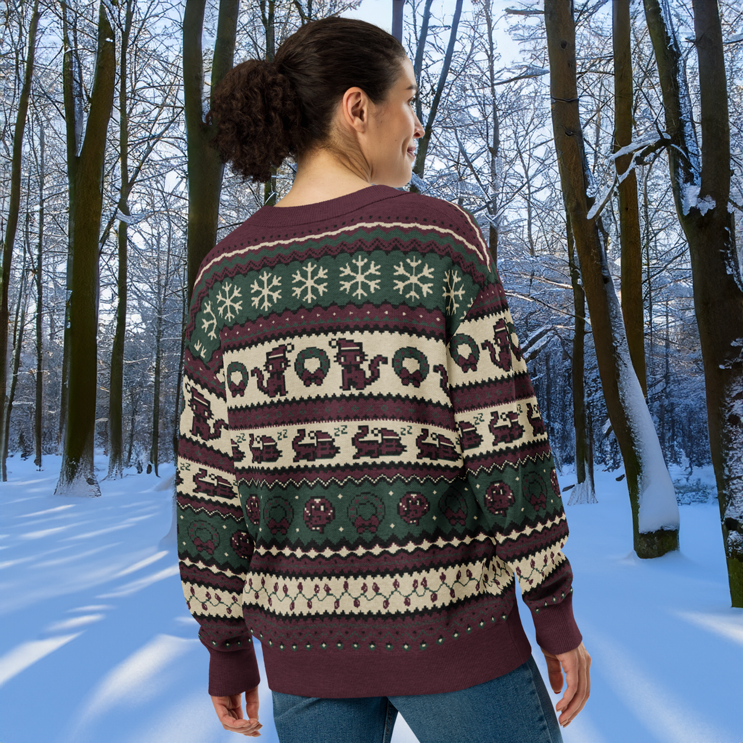 Christmas Pixel Kitty Cardigan