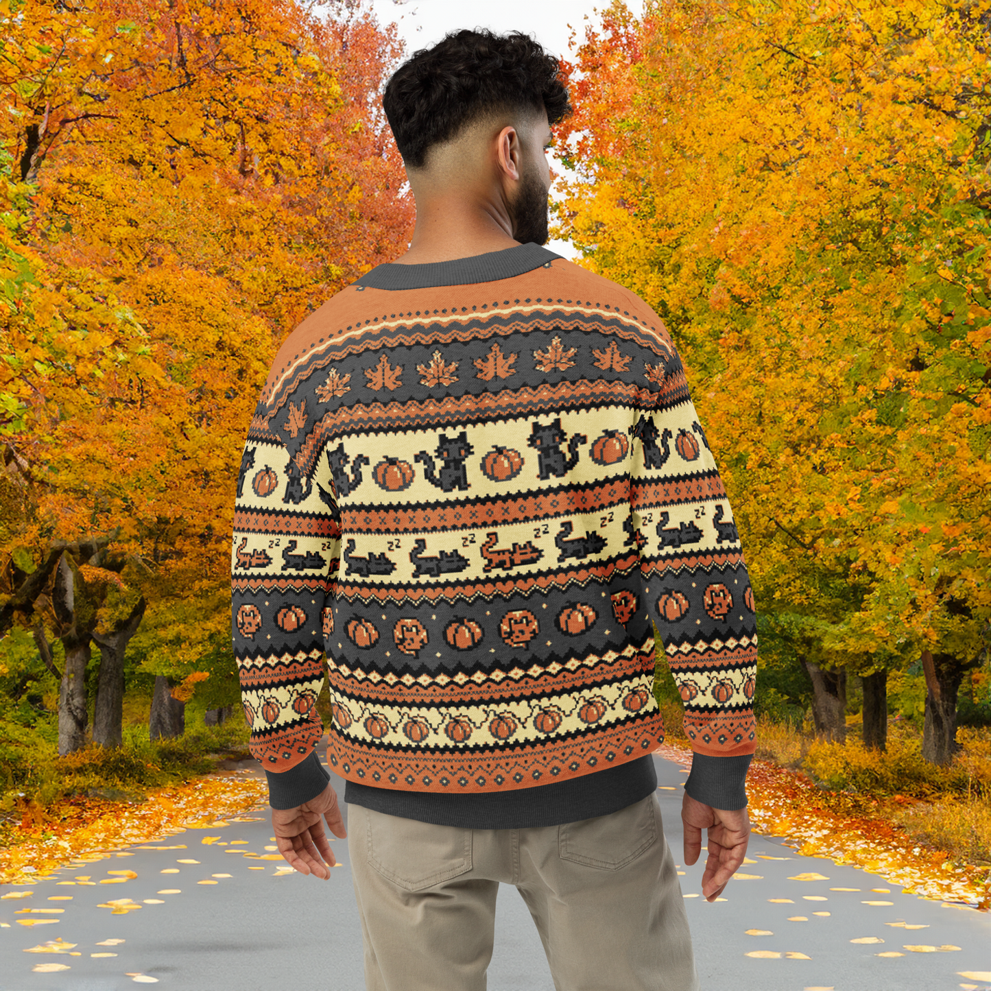 Fall Pixel Kitties Cardigan