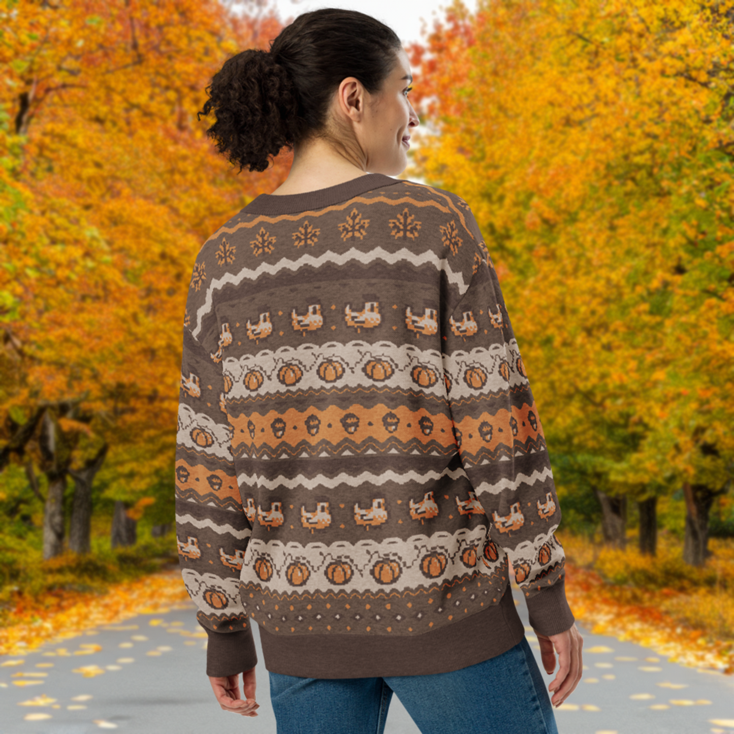 Fall Pixel Chicken Cardigan
