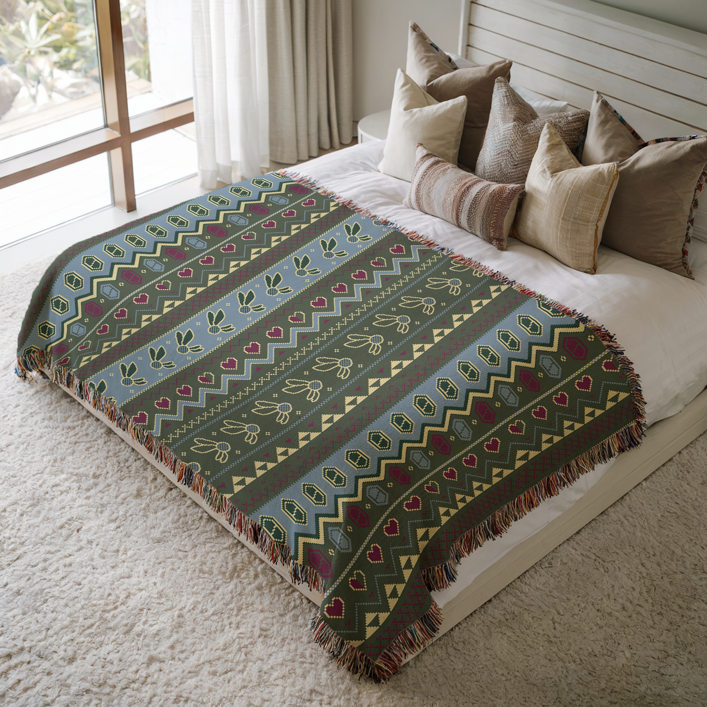 Fairies and Rupees Woven Throw Blanket