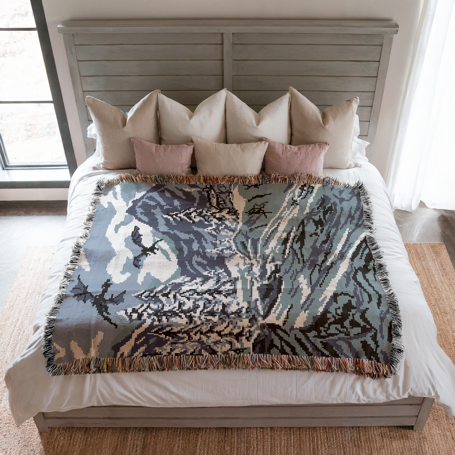 Winter Scene Dragon Woven Throw Blanket