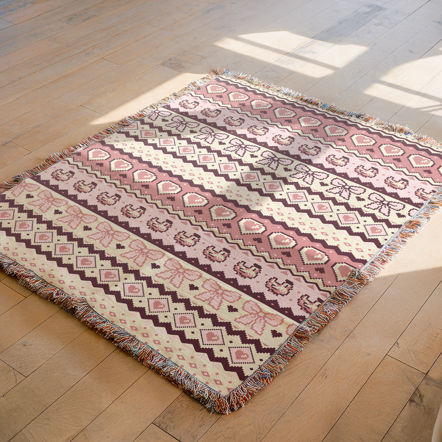 Pixel Chicken Love Woven Throw Blanket