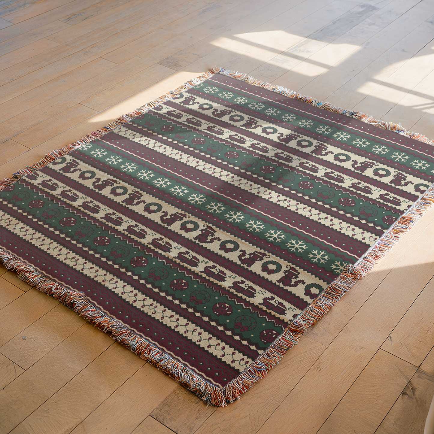 Christmas Pixel Kitties Woven Throw Blanket