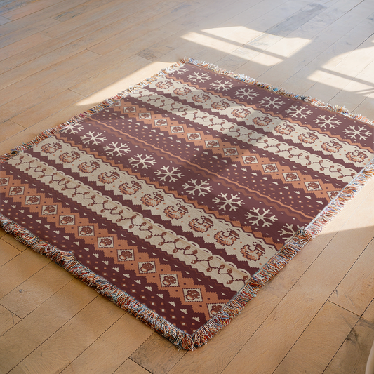 Christmas Pixel Chickens Woven Throw Blanket