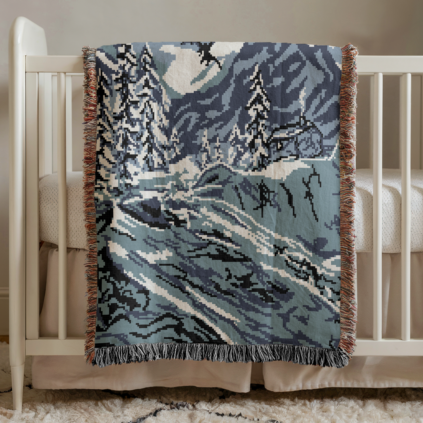 Winter Scene Dragon Woven Throw Blanket