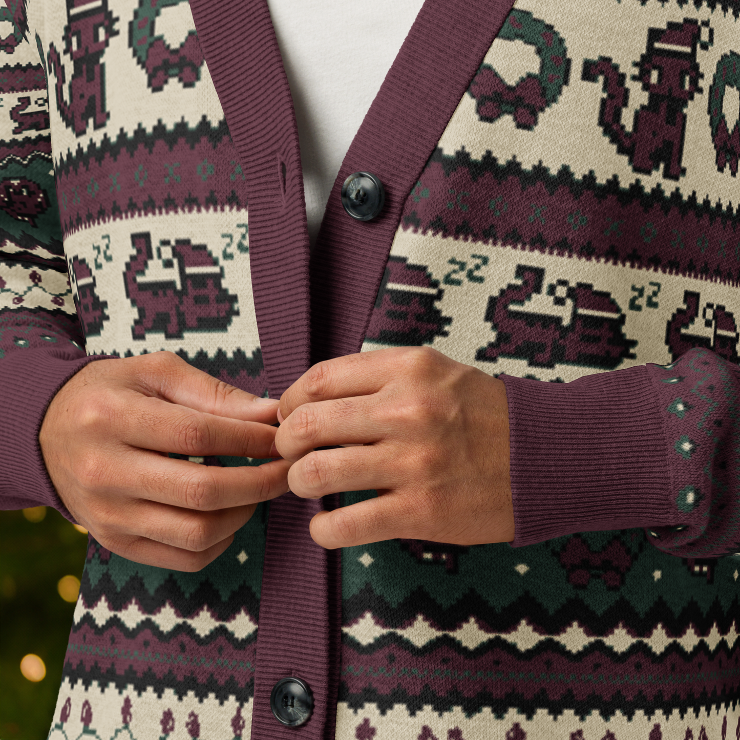 Christmas Pixel Kitty Cardigan