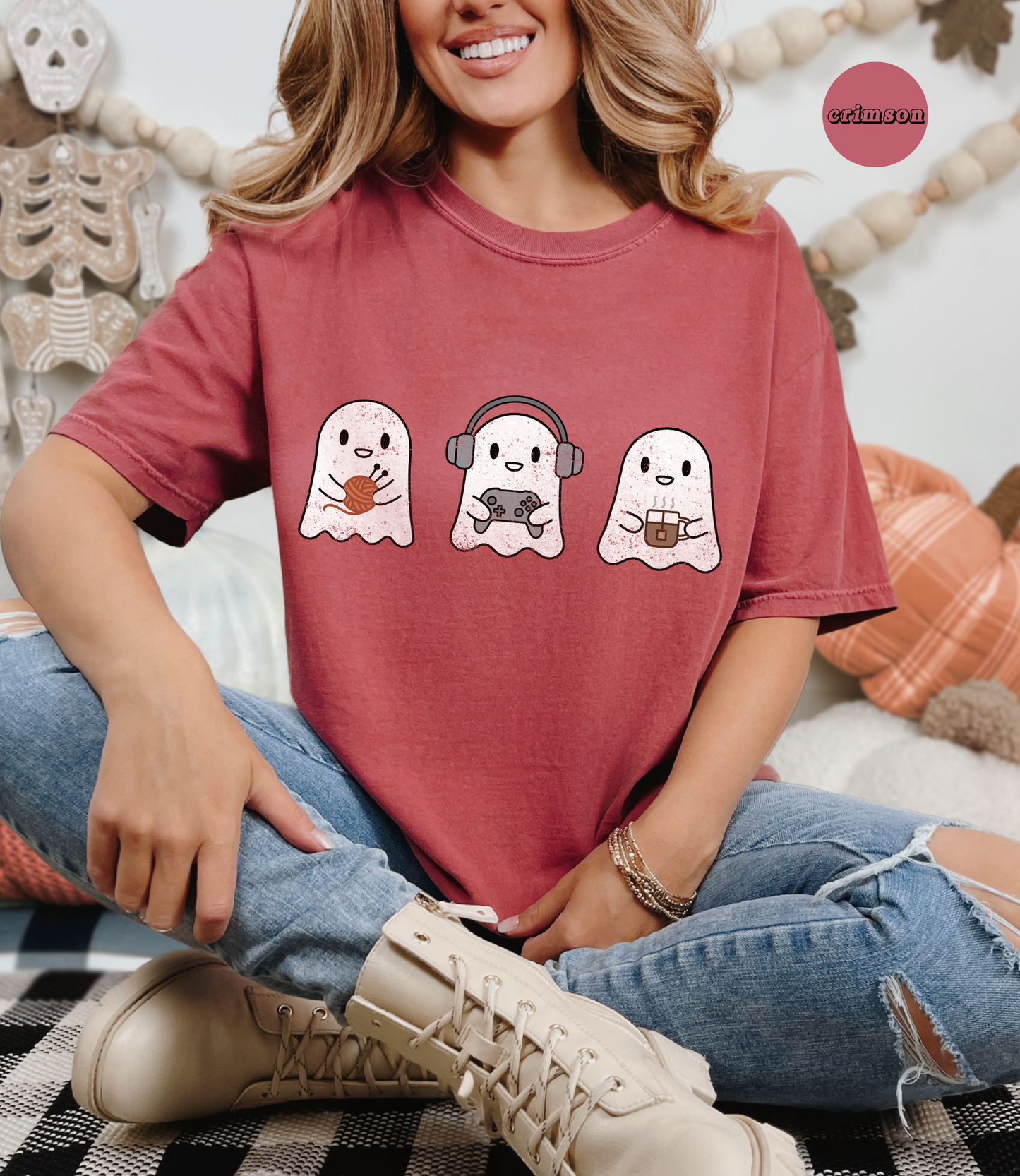 Cozy Gaming Ghosts Knitting T-Shirt