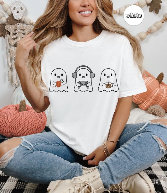 Cozy Gaming Ghosts Knitting T-Shirt