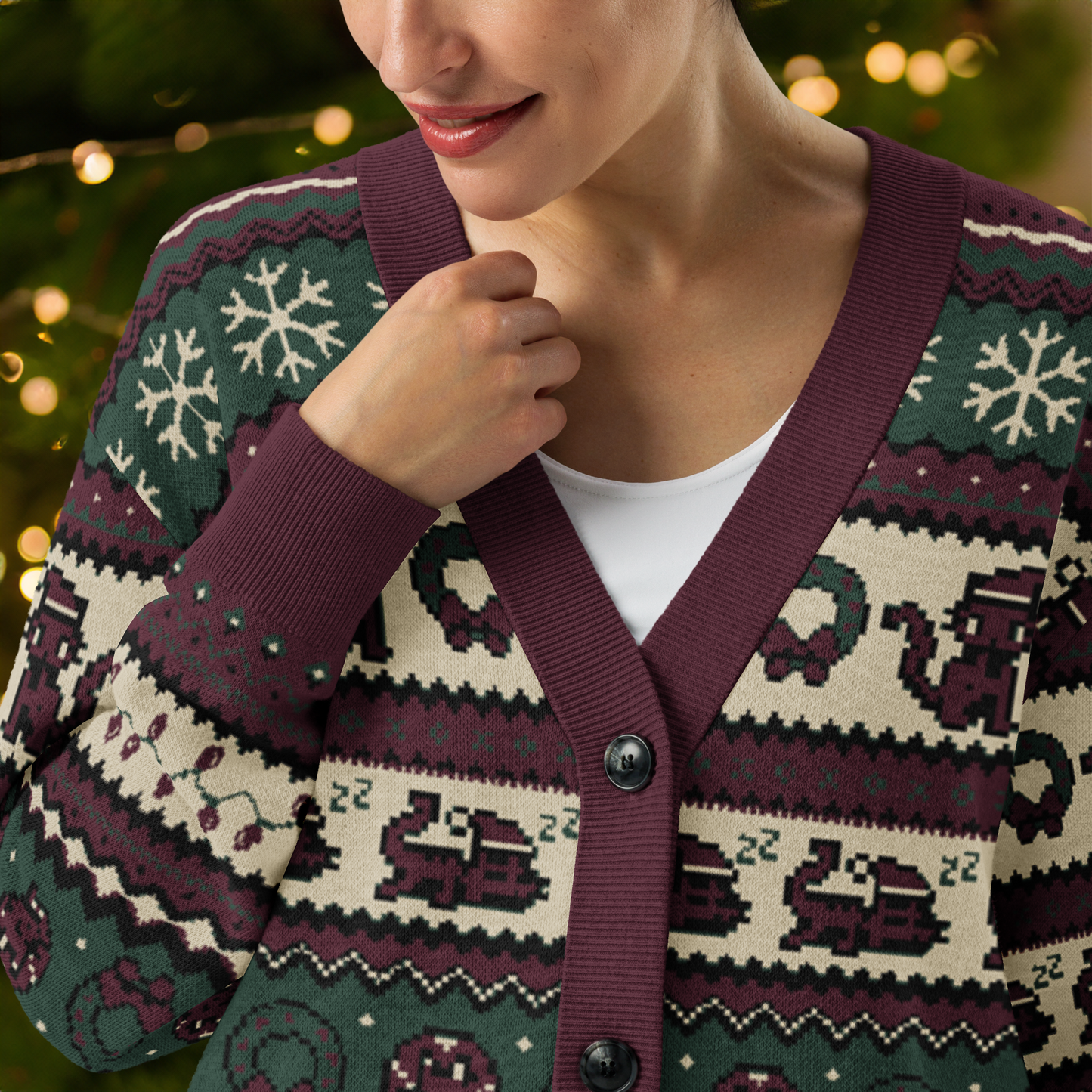 Christmas Pixel Kitty Cardigan