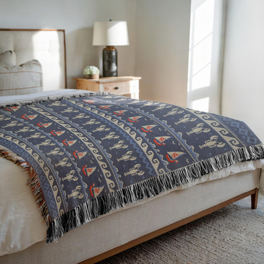 Wind and Wake Woven Tapestry Throw Blanket
