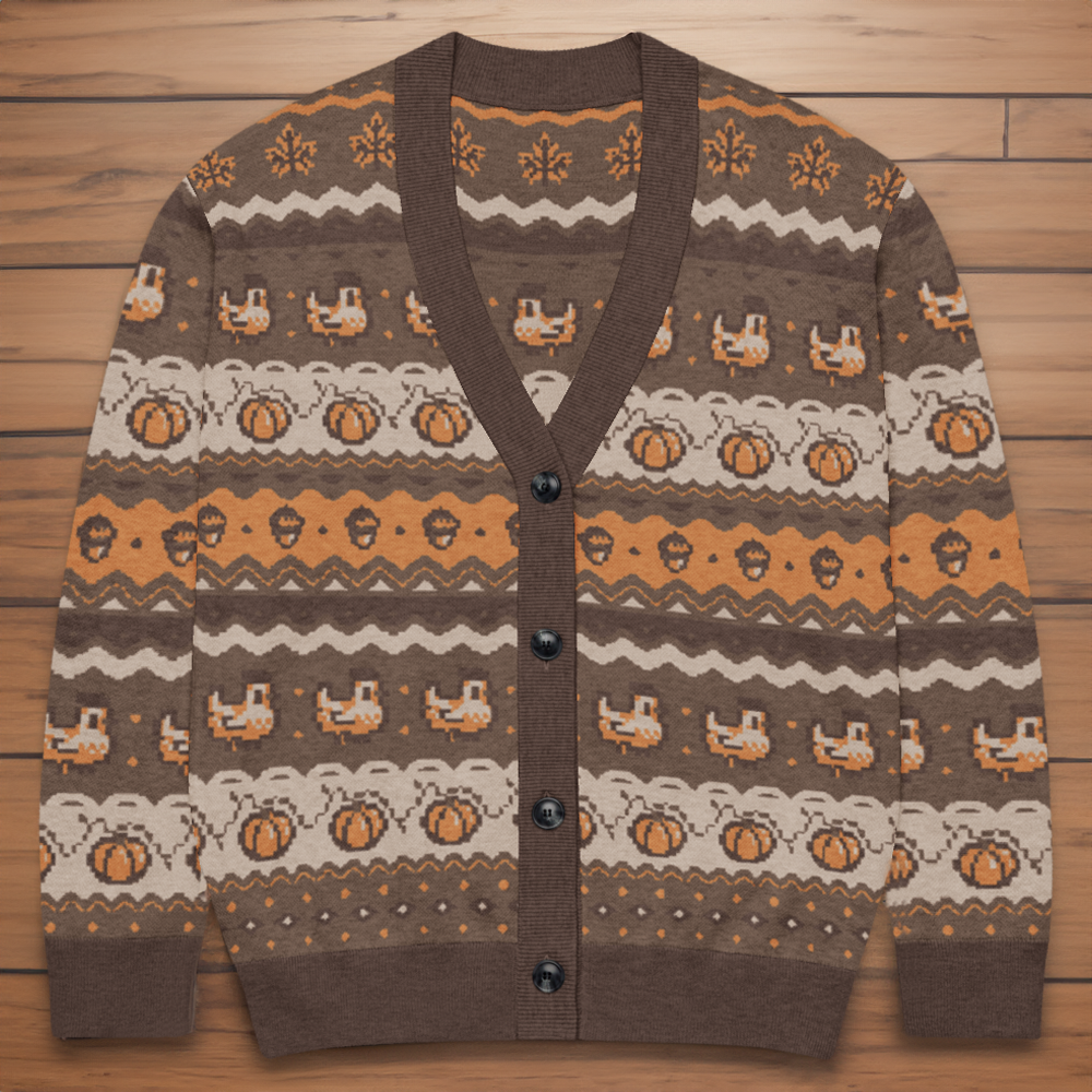 Fall Pixel Chicken Cardigan
