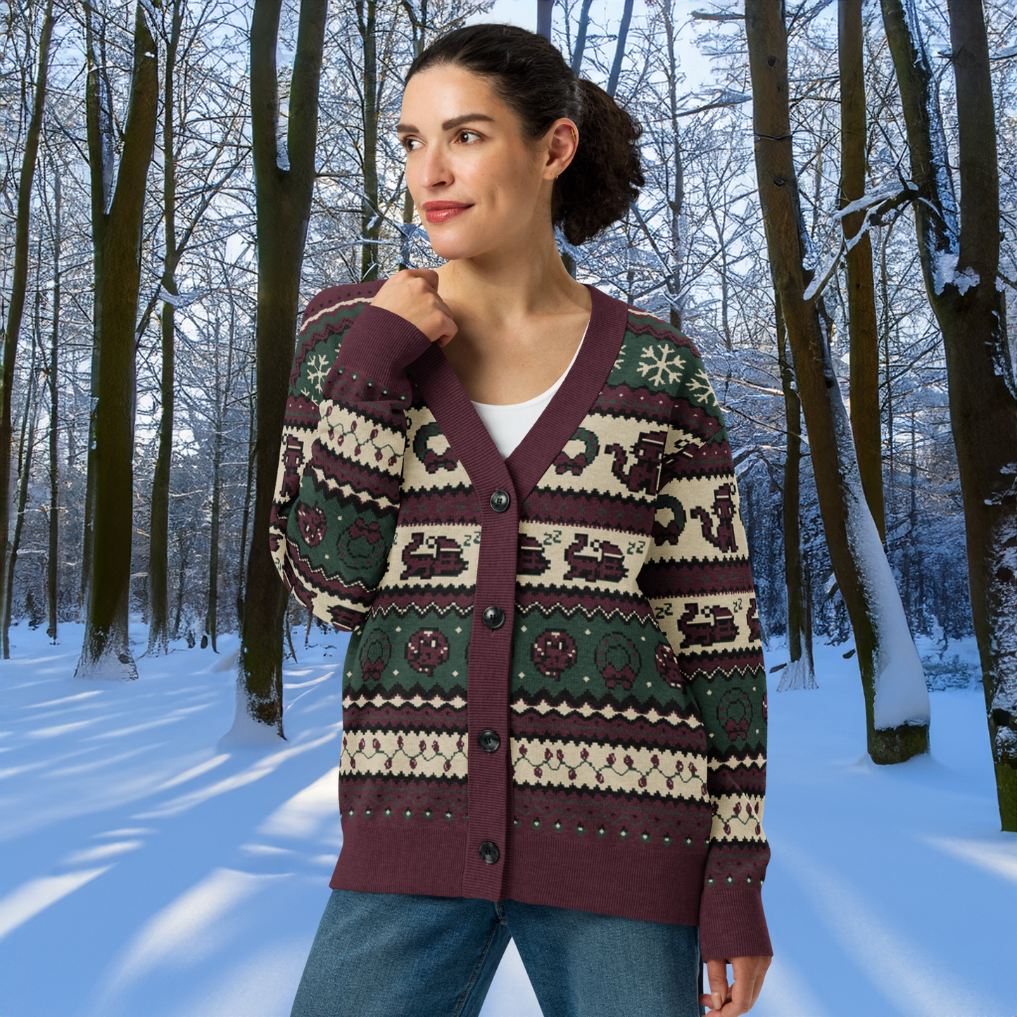 Christmas Pixel Kitty Cardigan