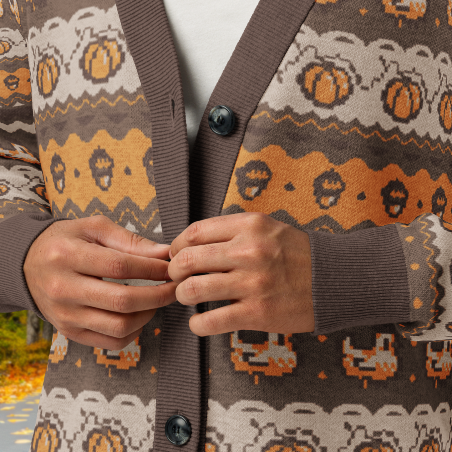 Fall Pixel Chicken Cardigan