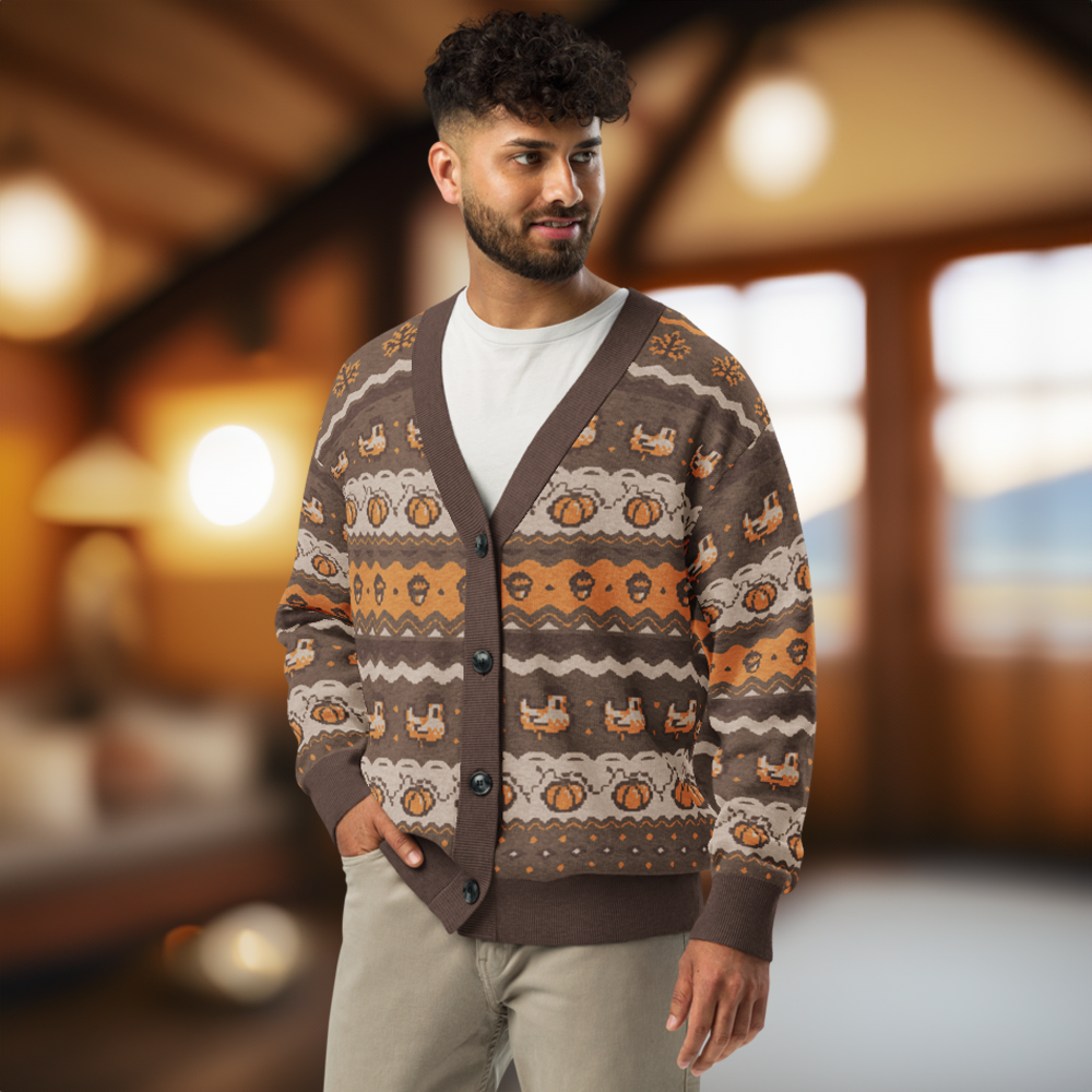 Fall Pixel Chicken Cardigan