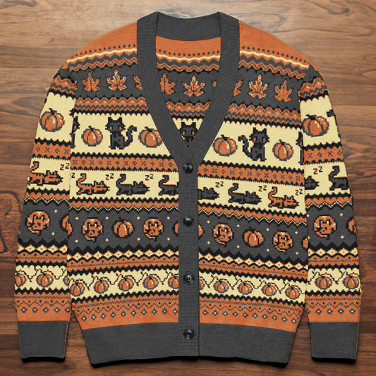 Fall Pixel Kitties Cardigan
