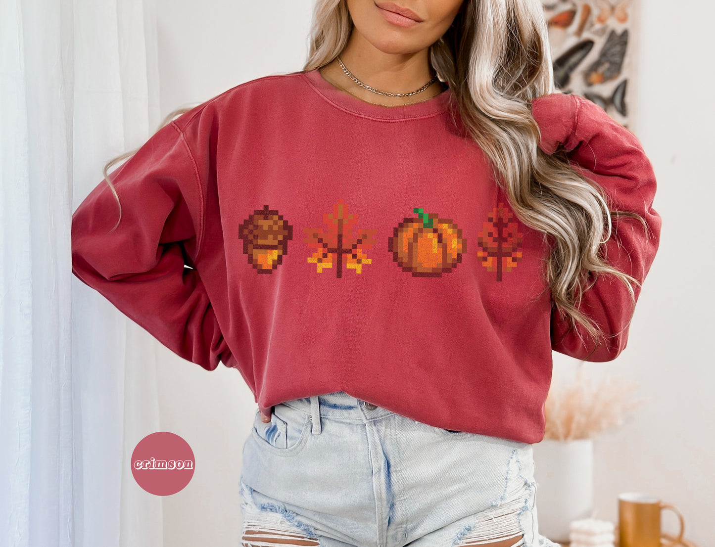 Halloween Pixel Fall Foliage Crewneck