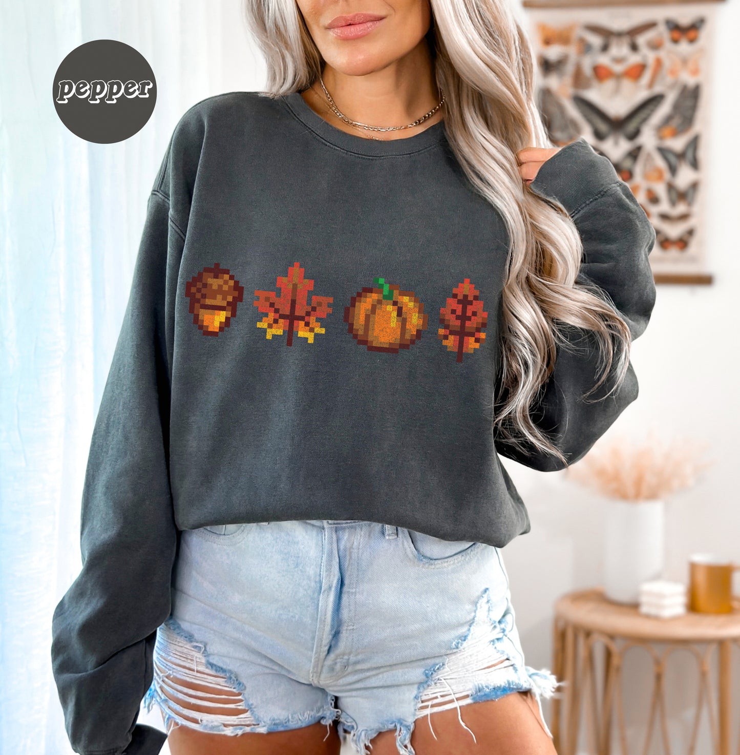 Halloween Pixel Fall Foliage Crewneck