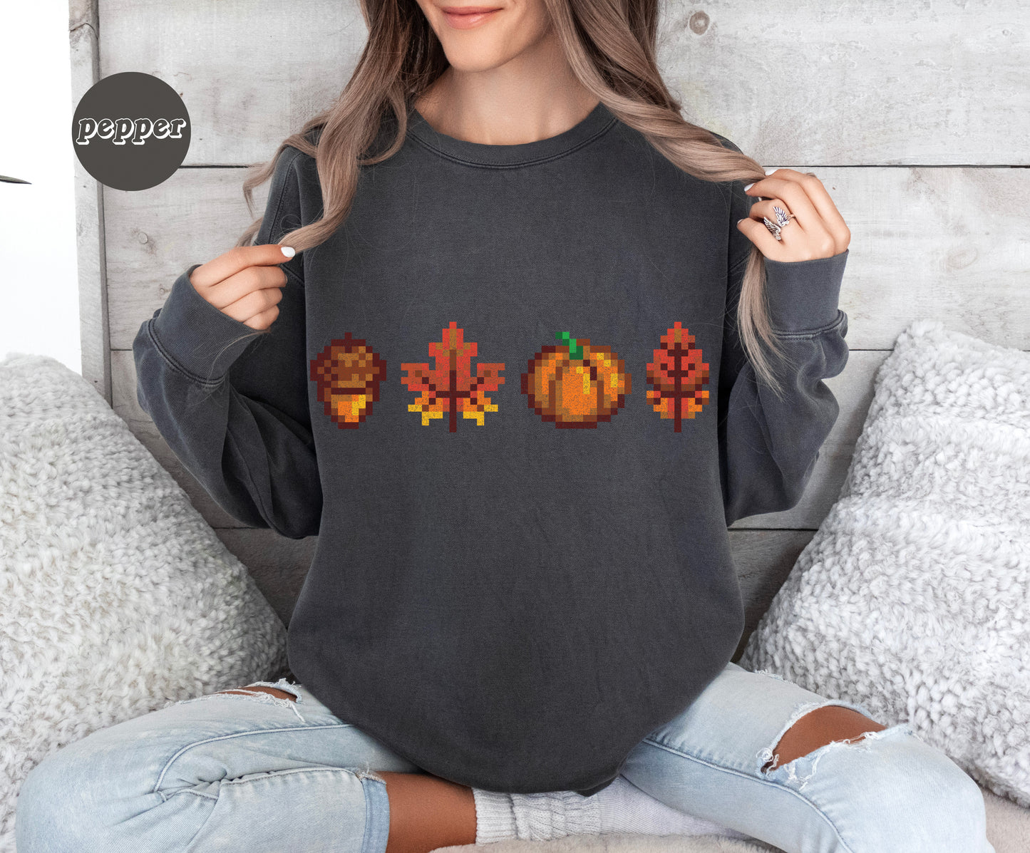 Halloween Pixel Fall Foliage Crewneck