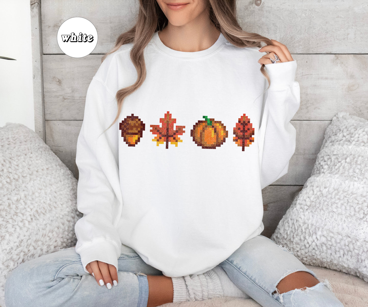 Halloween Pixel Fall Foliage Crewneck