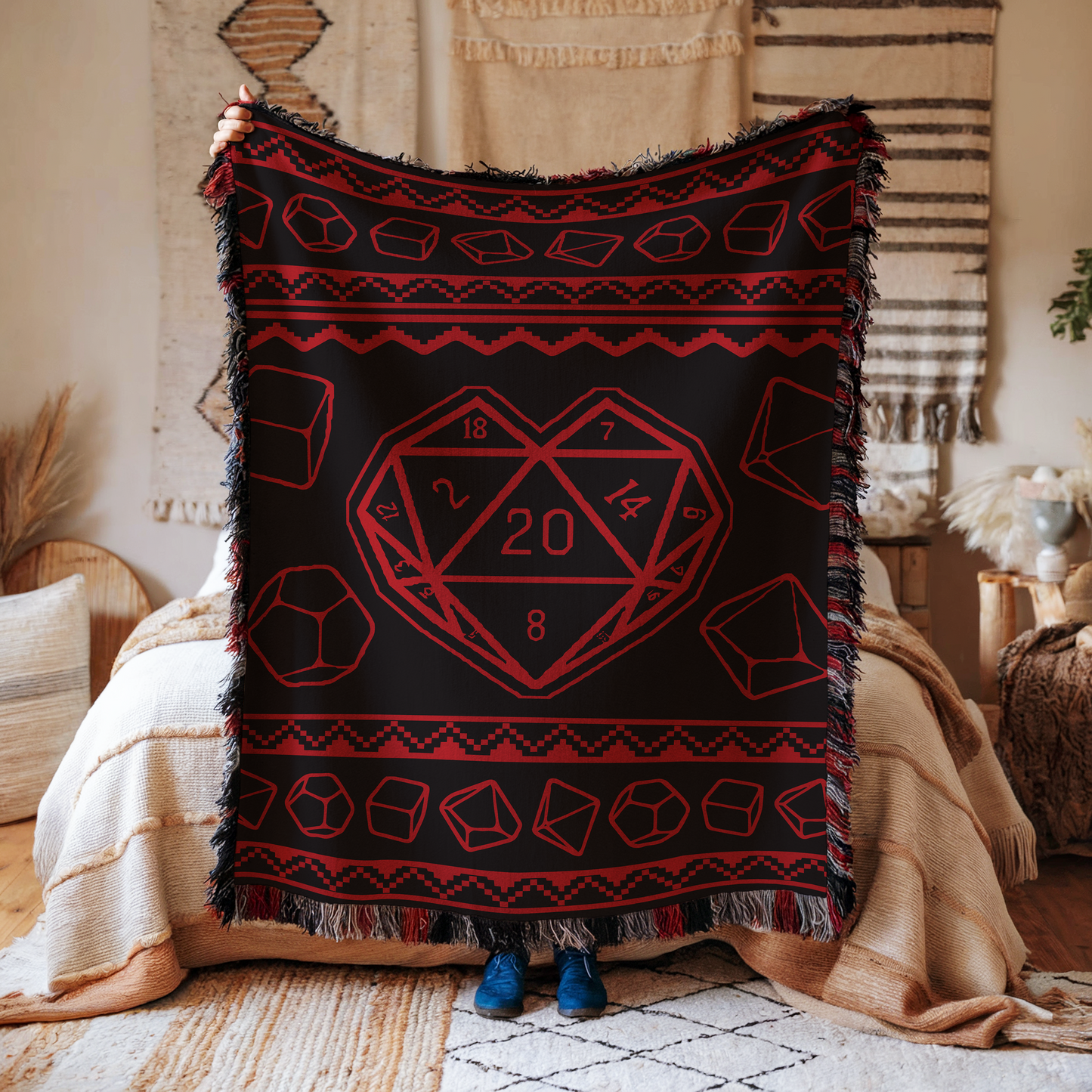 D20 Love Woven Throw Blanket