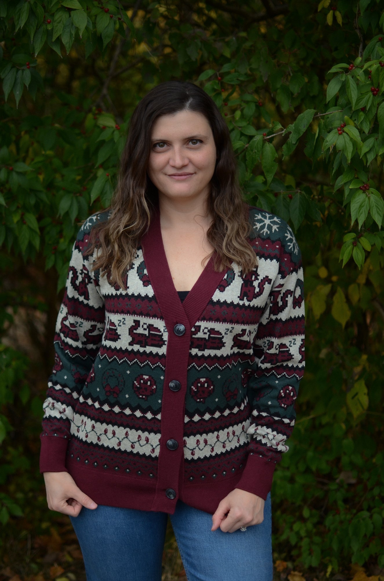 Christmas Pixel Kitty Cardigan