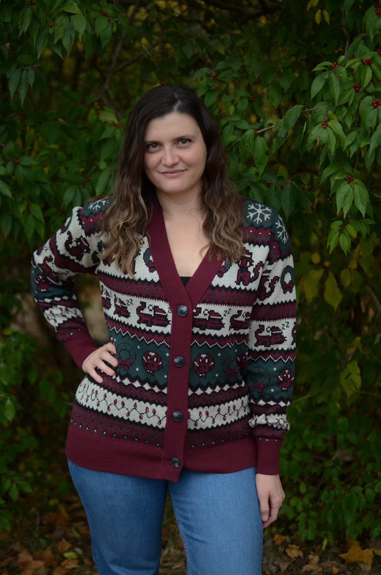 Christmas Pixel Kitty Cardigan