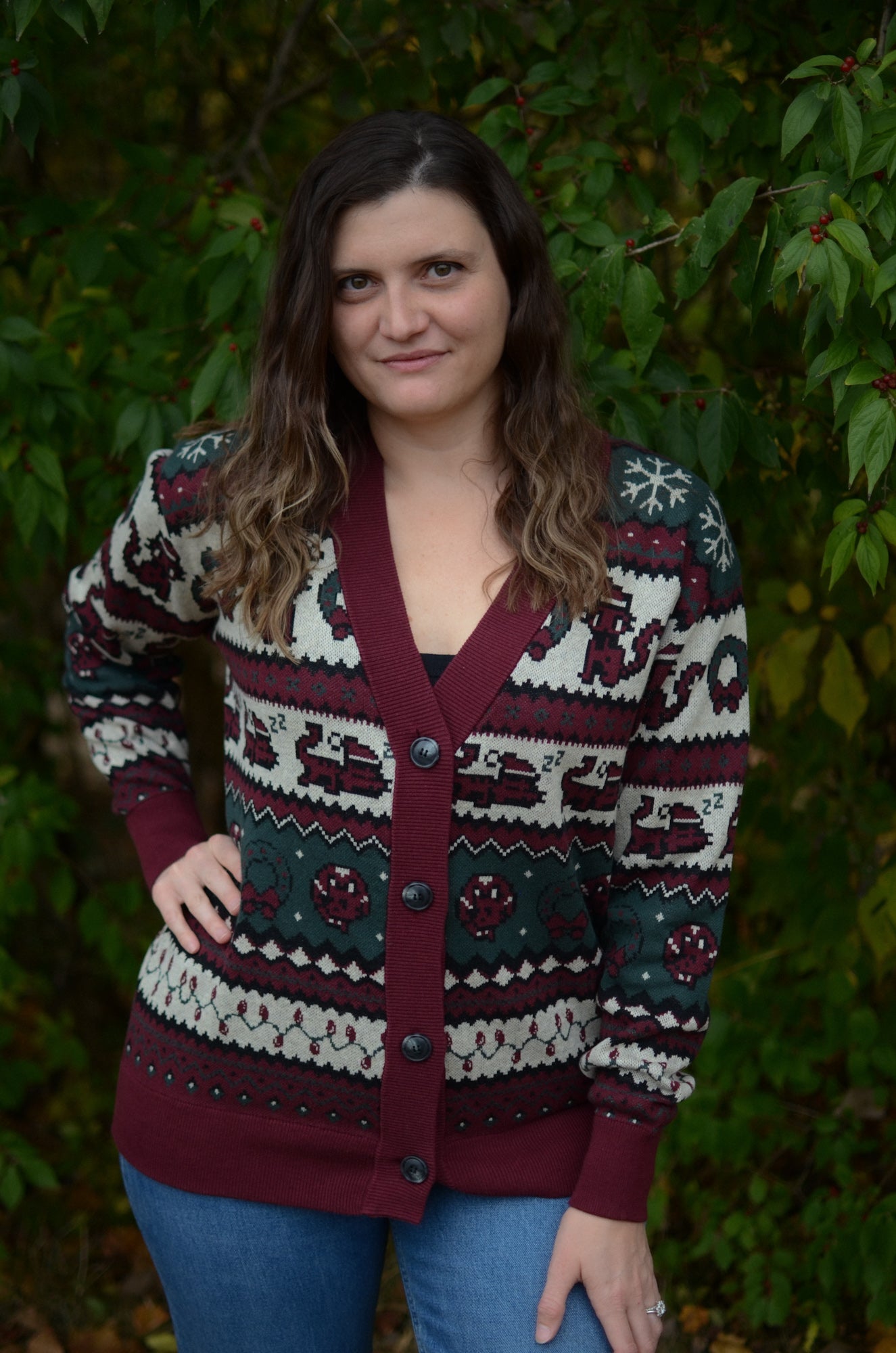 Christmas Pixel Kitty Cardigan