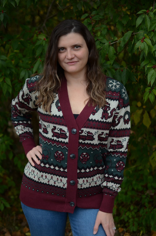 Christmas Pixel Kitty Cardigan
