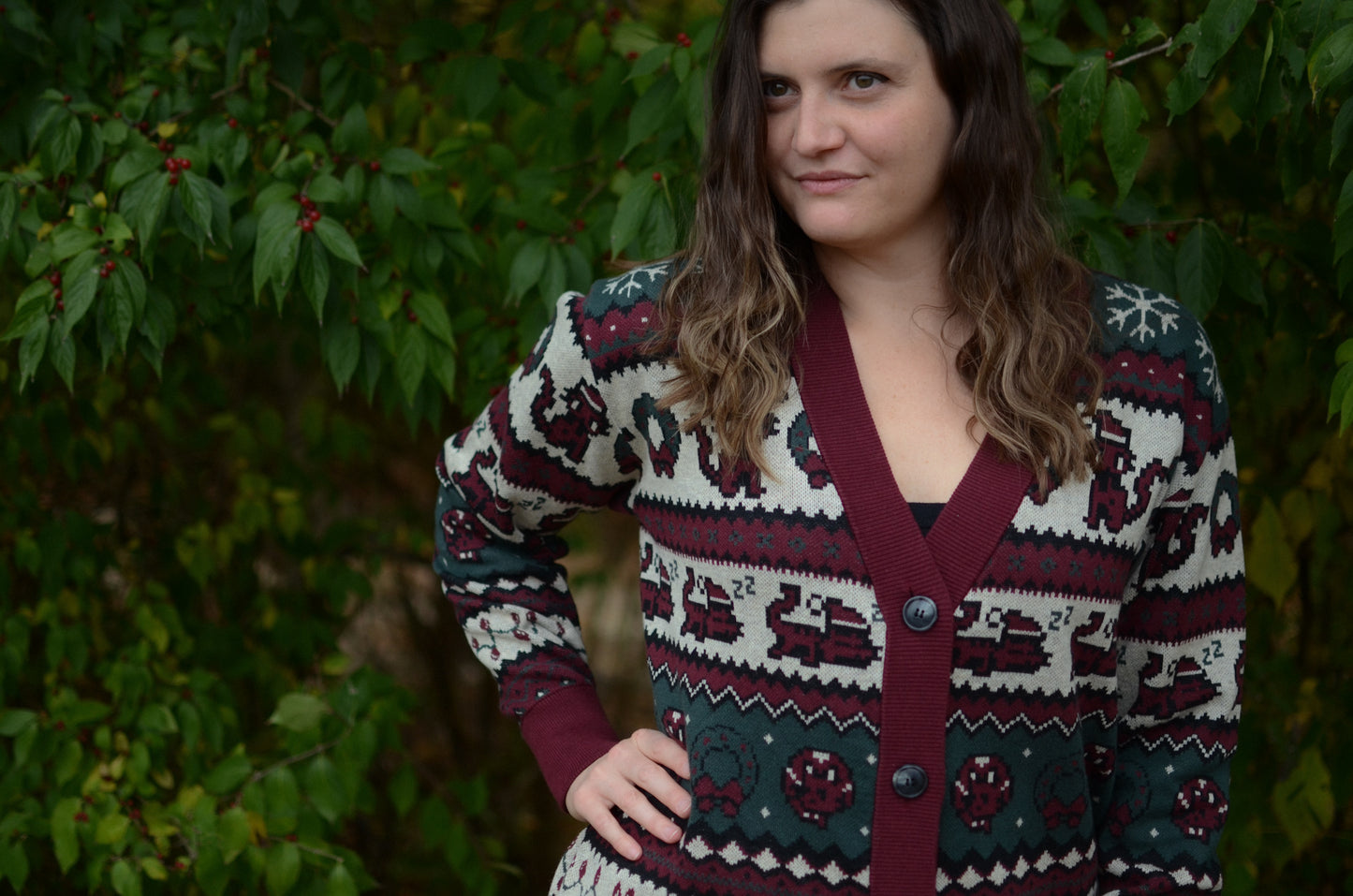 Christmas Pixel Kitty Cardigan