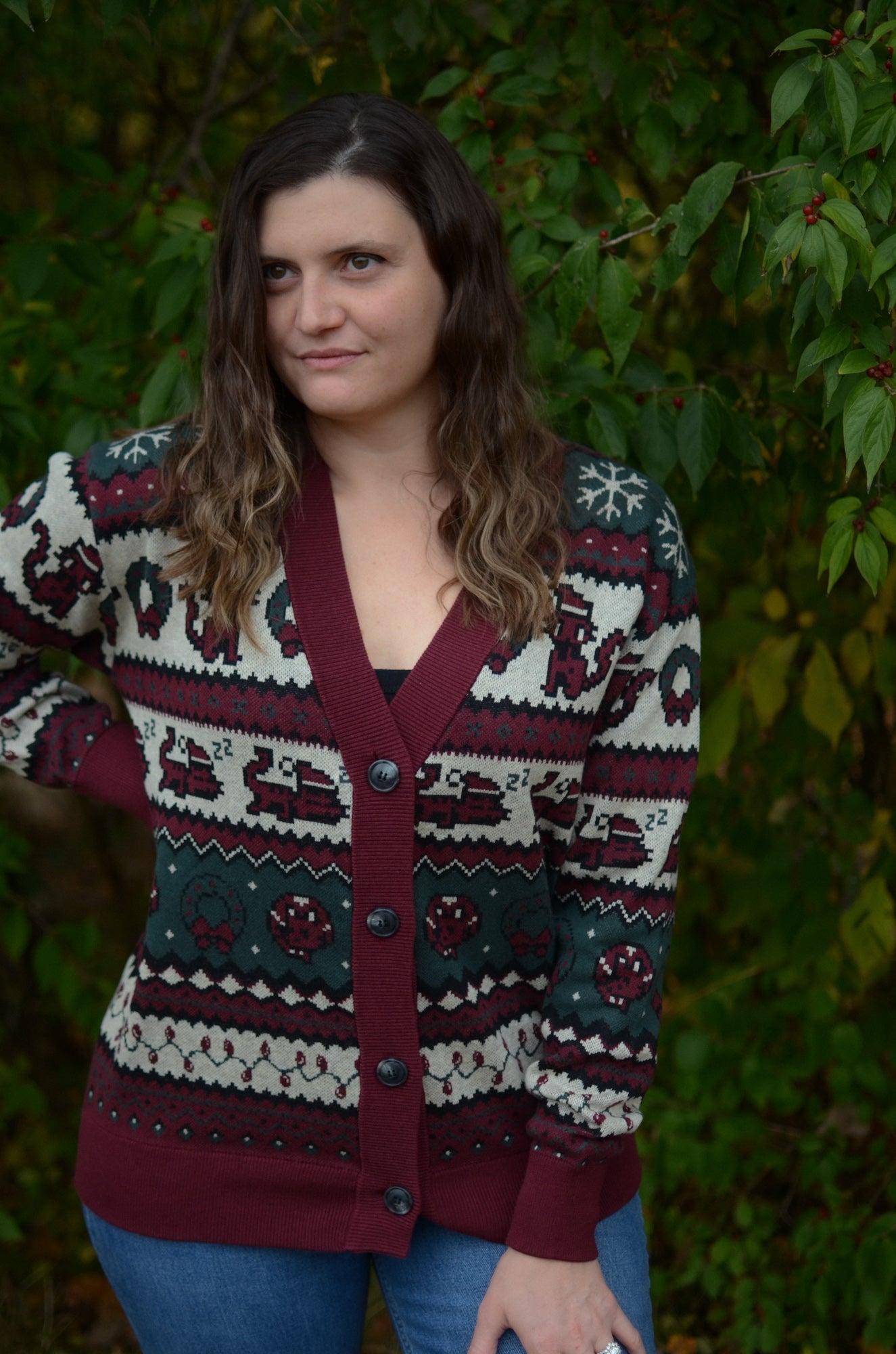 Christmas Pixel Kitty Cardigan